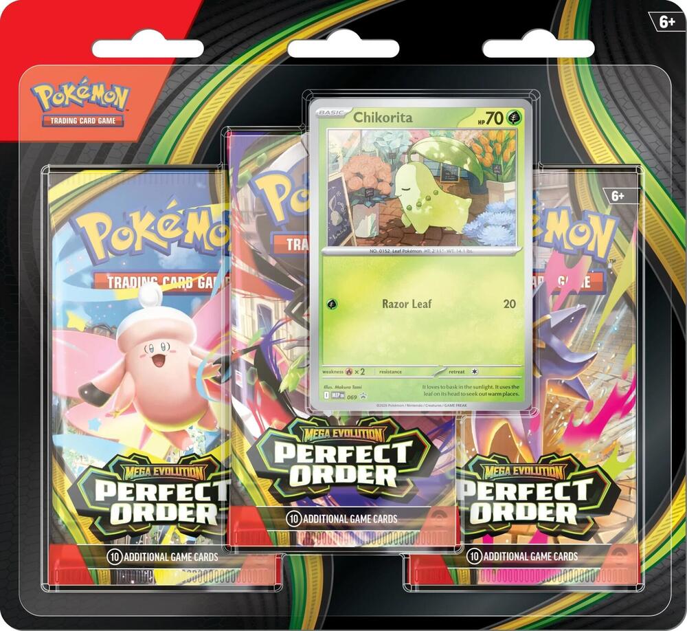 Pokemon - Mega Evolution - Perfect Order - ME03 - 3 Pack Blister - Chikorita